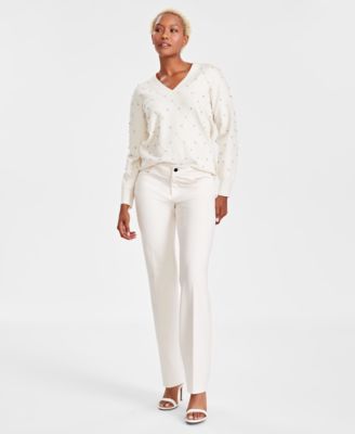 Anne Klein Straight-Leg Trousers Anne White 12 91309011798 12 RT $89.0