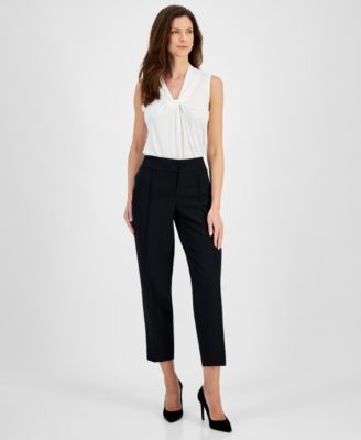 Kasper Womens Mid-Rise Straight-Leg Black 12