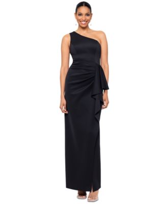 XSCAPE Petite One-Shoulder Side-Drape Black 8P
