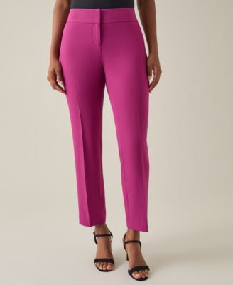 Kasper Slim Straight-Leg Trousers Cerise 14