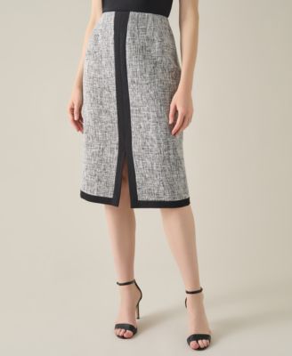 Kasper Petite Tweed Split-Seam Skirt Black Multi 16