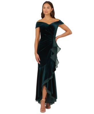 Adrianna Papell Womens Off-The-Shoulder Organ Majestic Indigo 14