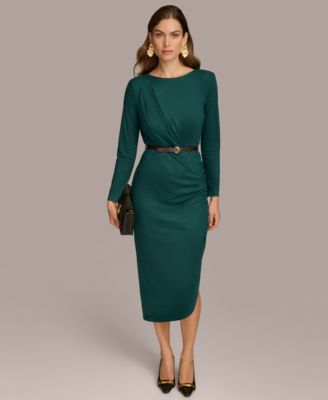 Donna Karan New York Womens Boat-Neck Side-Shirred Spruce 4