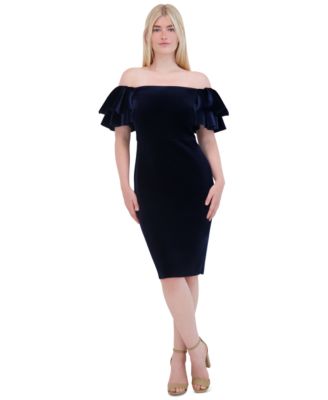 Eliza J Womens Velvet Off-The-Shoulde Hunter 12