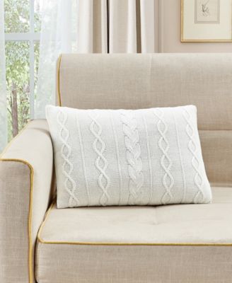 Sunham Knitted Cable Decorative Pillo White 14 x 20 Decorative Pillow