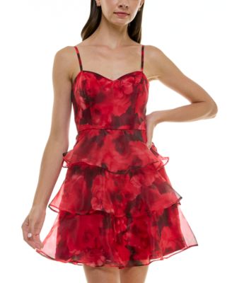 BCX Juniors Rose-Print Ruffle Fit Pat N XL