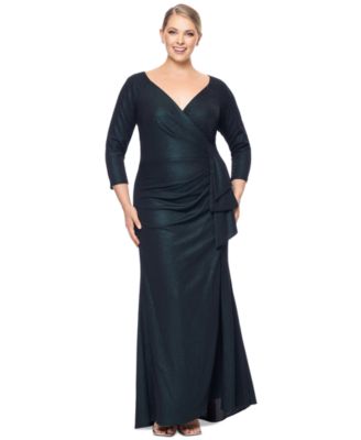 XSCAPE Plus Size Metallic-Threaded Ga BlackHunter 14W
