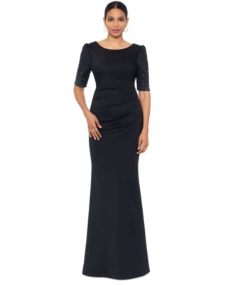 XSCAPE Petite Pleated-Waist Puffed-Sh Black 8P