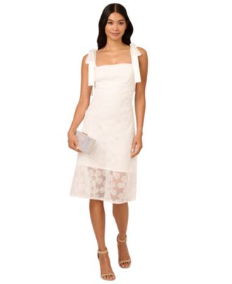 Adrianna Papell Womens Tie-Strap Floral Midi Ivory 6