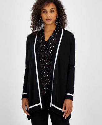 Kasper Womens Contrast-Trim Open-Fro BlackWhite XL