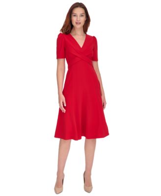 Tommy Hilfiger Womens Crisscross Fit Flare Deep Scarlet 12