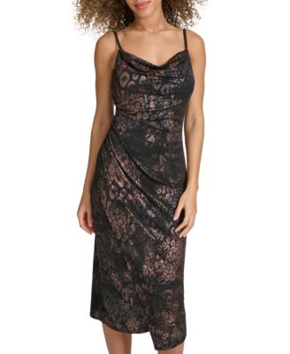 Siena Womens Foiled Knit Bodycon Dr BlackBronze 10