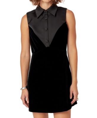 English Factory Womens Velvet Tuxedo Mini Dre Black XS