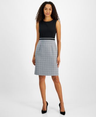 Kasper Womens Sleeveless Tweed Sheat Black Multi 14