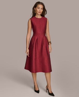 Donna Karan New York Womens Jacquard Midi Dress Cabernet 6