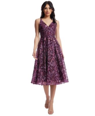 Dress the Population Womens Elisa Embellished Dres Black Multi S