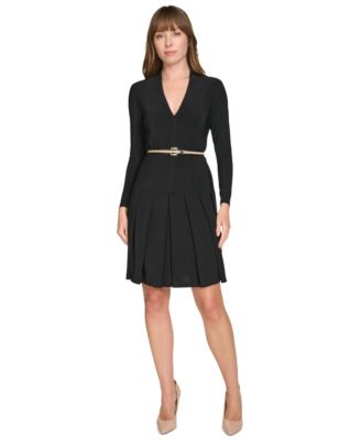 Tommy Hilfiger Womens Pleated Belted Fit F Black 10