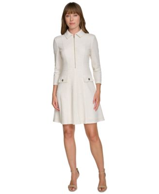 Tommy Hilfiger Petite Sparkle Boucle Shift Dr Cream 10P