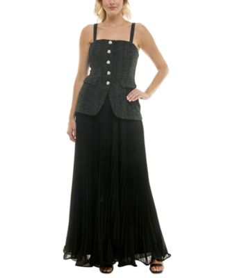 Taylor Womens Structured-Bodice Plea Blacksilve 8