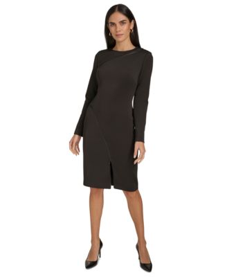 Calvin Klein Womens Exposed-Zipper Scuba S Black 6
