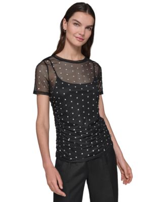 KARL LAGERFELD PARIS Womens Diamante Mesh 196788290402 XS RT $99.0