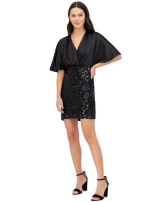 Eliza J Womens Satin Sequined Dress Black 14