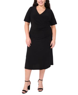 MSK Plus Size Short-Sleeve Side-Ga Black 1X