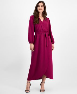 Connected Womens Surplice-Neck Faux-Wra Pine 12