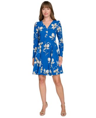Tommy Hilfiger Womens Floral-Print Fit Fla Blue Multi 12