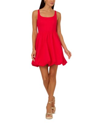 Adrianna Womens Bubble-Hem Mini Dress Fuchsia 6
