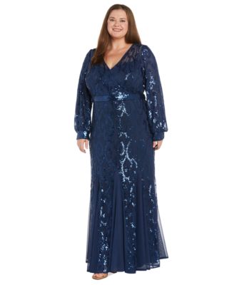 R M Richards Plus Size Surplice Sequined Go Merlot 18W