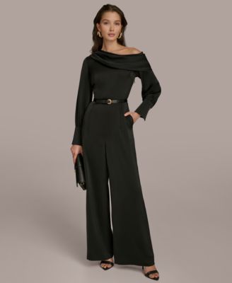 Donna Karan New York Womens Belted One-Shoulder Ju Black 4
