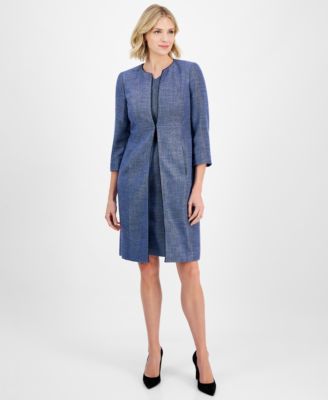 Kasper Piping-Trim Tweed Topper Jacke California SkyBlack 4