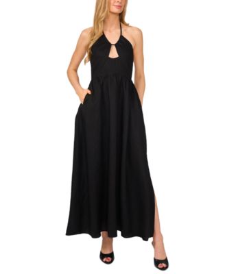 1.STATE Womens Keyhole Halter Open-Ba Rich Black L