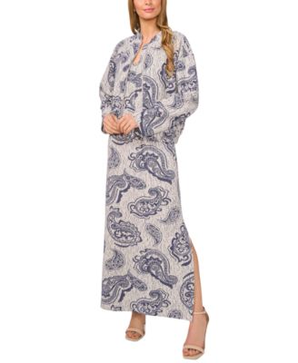 1.STATE Womens Paisley Bomber Jacket Twilight Blue 2XL