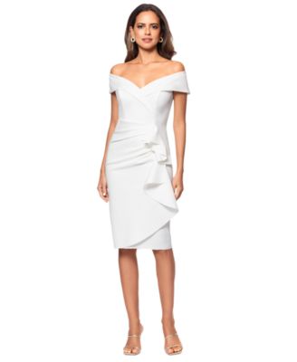XSCAPE Womens Off-The-Shoulder Sweet Ivory 12