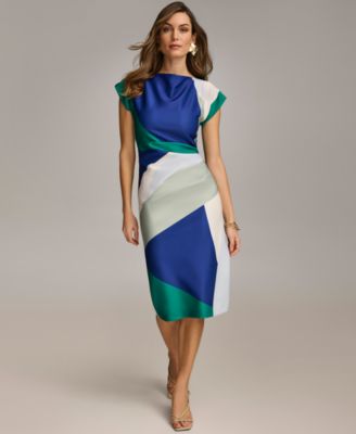 Donna Karan New York Womens Colorblocked Boat-Neck Lawn Multi 2