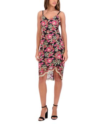 Siena Womens Floral-Embroidered Sca Black Multi 14