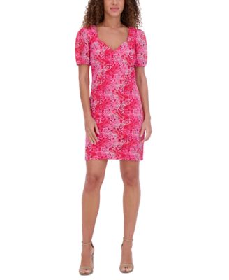 Siena Womens Floral-Lace Short-Slee Pink Multi 12