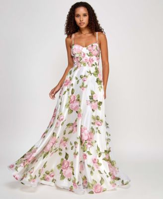 Say Yes Juniors Rhinestone Floral Cor Ivory Blush 12