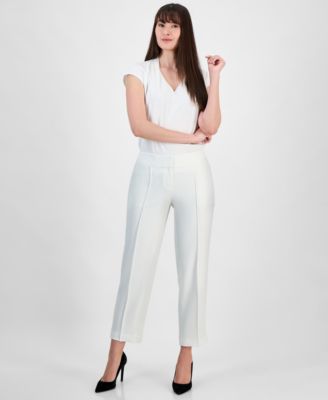 Kasper Womens Stretch-Crepe Mid-Rise Vanilla Ice 18
