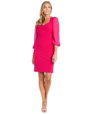 R M Richards Womens Chiffon-Sleeve Sheath Peony 12