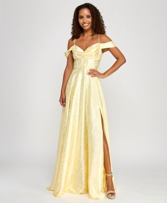 B Darlin Juniors Sweetheart-Neck Jacqu Yellow 78