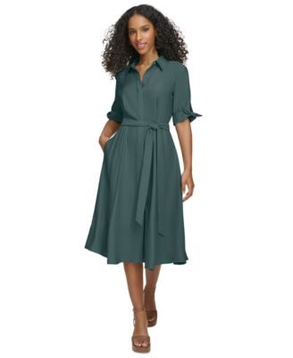 Calvin Klein Womens Tied Shirtdress Sequoia 2