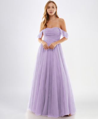 City Studios Juniors Off-The-Shoulder Glit Lilacsilver 12