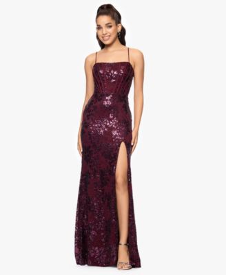 Blondie Nites Juniors Sequined Lace Corset Winewine 7