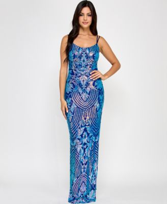 Emerald Sundae Juniors Sequined Side-Slit Go Royal Aqua S