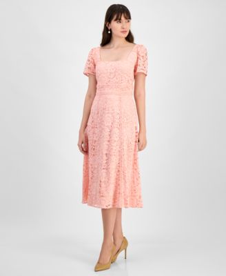 Anne Klein Womens Lace Square-Neck Shift Blossom 6