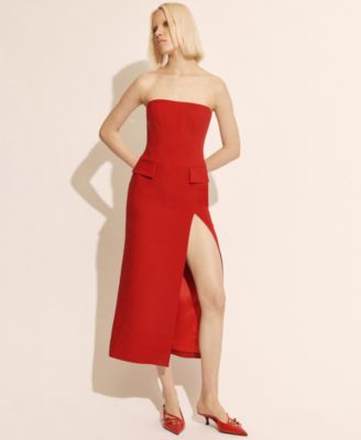 Bardot Womens Nikki Strapless Midi B Red 10