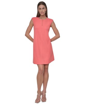 DKNY Womens Jewel-Neck Sleeveless Coral 14